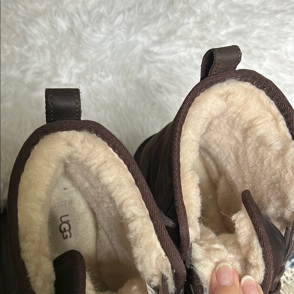 UGG Men's Dark Brown Boots with Cream Lining - Picture 3 of 5